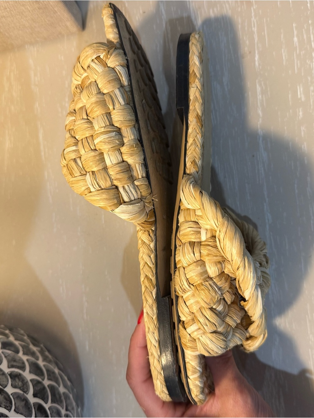 Bottega Veneta Natural Raffia Braided Sandals in Macadamia - Picture 9 of 9